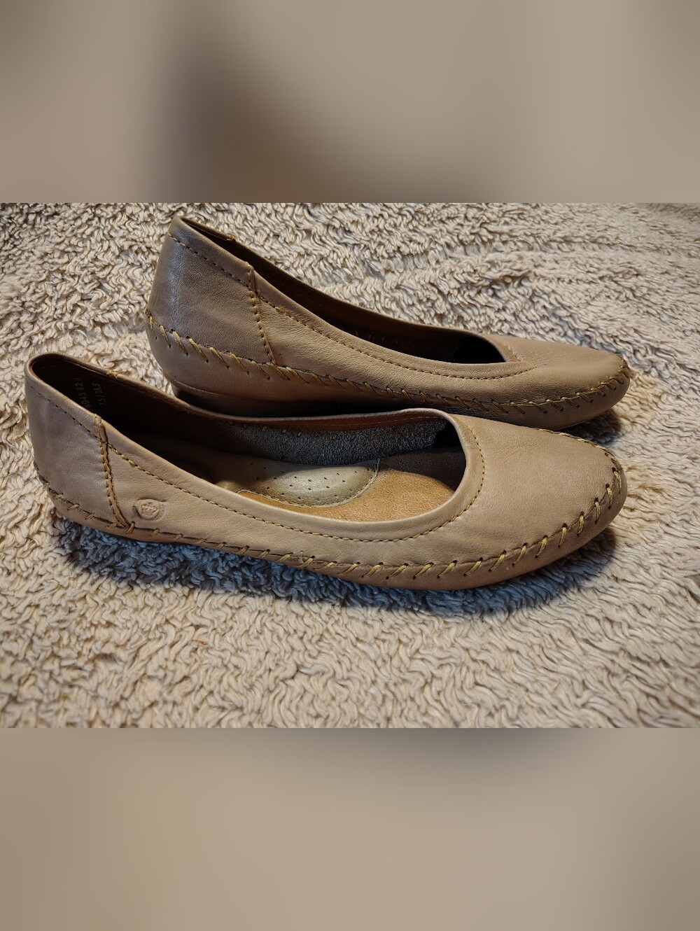 Born Women's Yara Mouton Full Grain Leather Flat Hippie Shoes Brown Size 7.5